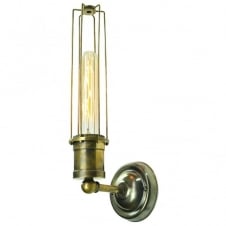 vintage industrial style wall light in antique brass with bulb