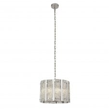ALEXANDRA 5 Light Satin Silver Ceiling Pendant With Aquatex Glass And Metal Bars