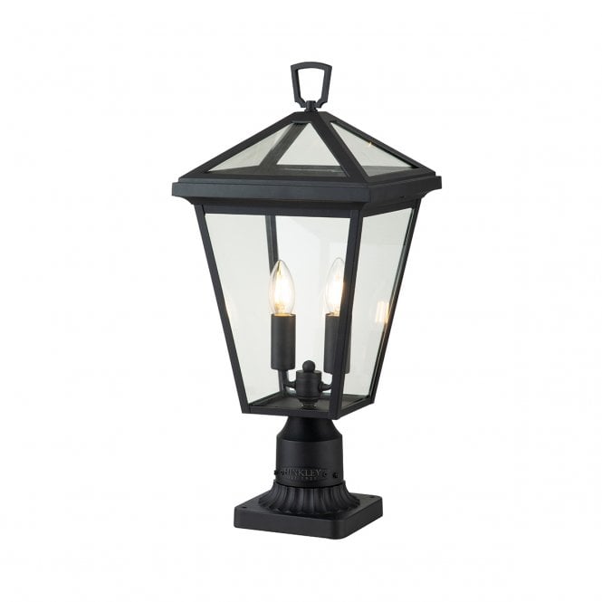 ALFORD PLACE 2 Light Pedestal Lantern in Matte Black with Clear Glass