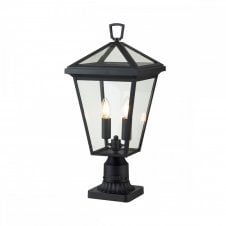 ALFORD PLACE 2 Light Pedestal Lantern in Matte Black with Clear Glass