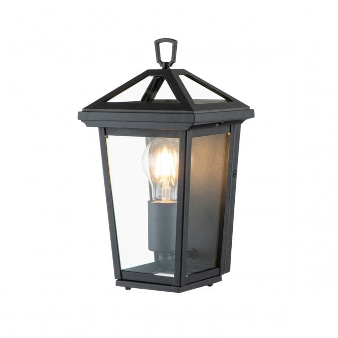ALFORD PLACE Half Lantern Wall Light in Matte Black with Clear Glass