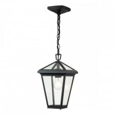 ALFORD PLACE Small Chain Lantern in Matte Black with Clear Glass