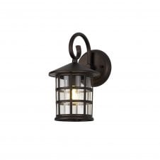 ALFRESCO Round Grid Outdoor Wall Lantern in Antique Bronze