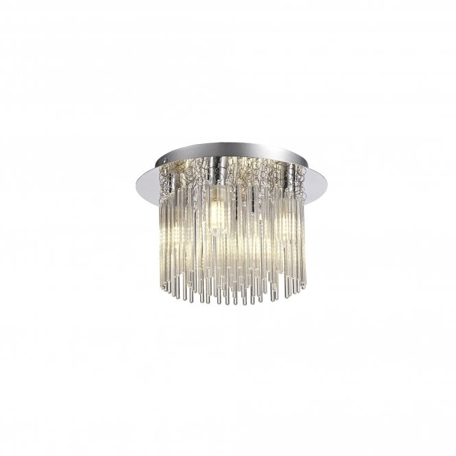 ALICE 4 light polished chrome and clear hanging glass rod shade