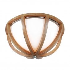 rustic flush fit ceiling light with dome light wood frame
