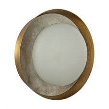 Alonso 2 Light LED Wall Light - Vintage Brass and Alabaster Backplate