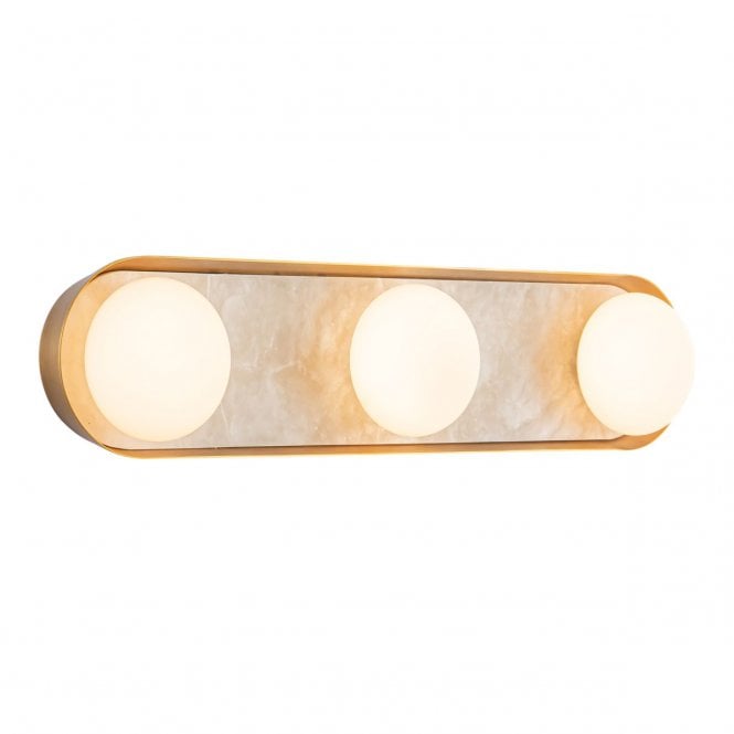 Alonso 3 Light LED Wall Light - Vintage Brass With Alabaster Backplate