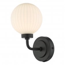 Modern bathroom wall light in black and opal