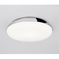 polished chrome bathroom ceiling light with opal glass