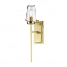 Bathroom Wall Light in Brass Seeded Glass Shade 
