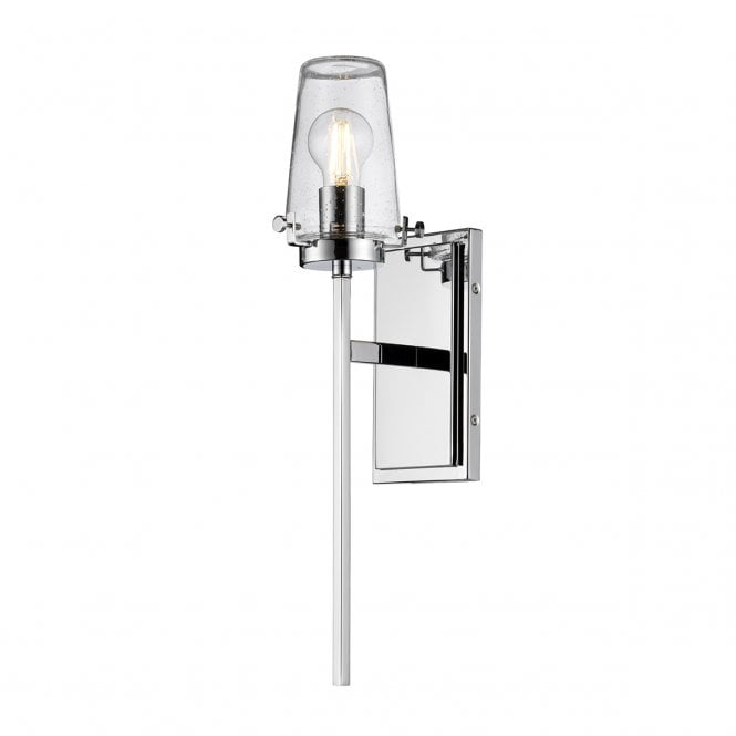 ALTON Bathroom Wall Light in Chrome with Seeded Glass Shade