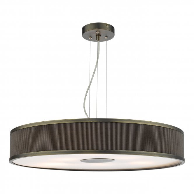 Alvaro 6 Light Pendant in Antique Bronze with Brown Shade