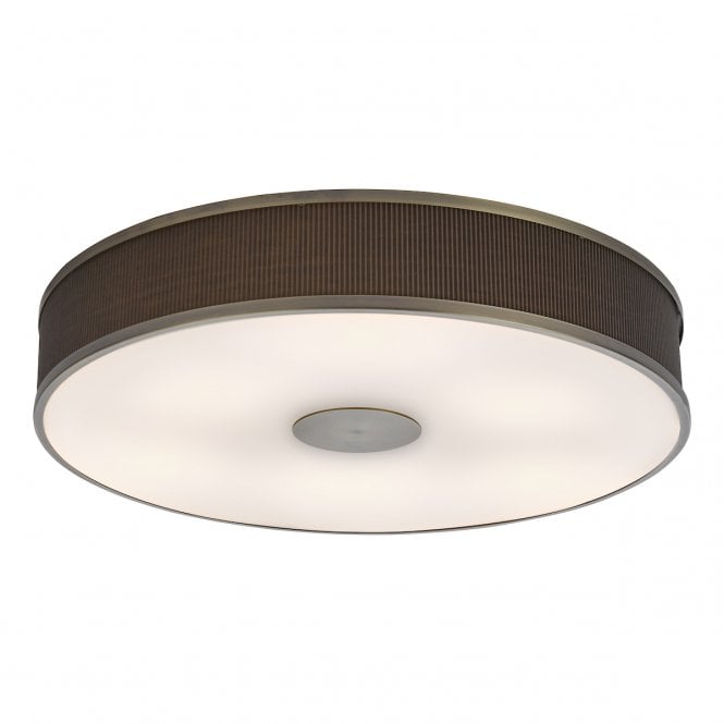 Alvaro Flush Ceiling Light in Antique Bronze with Brown Shade