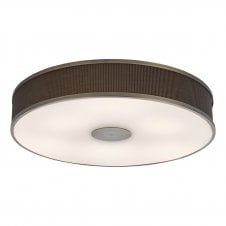 antique bronze flush ceiling light with brown shade