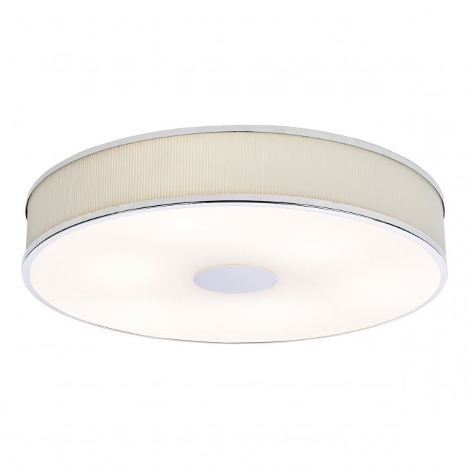 Alvaro Flush Ceiling Light in Polished Chrome with Ivory Shade