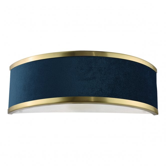 Alvaro Wall Light in Brushed Brass with Blue Shade