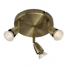 AMALFI 3 light spotlight cluster in antique brass
