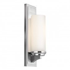 AMALIA single bathroom wall light in chrome with opal glass