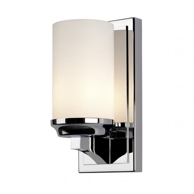 AMALIA single bathroom wall light in chrome with opal glass (small)