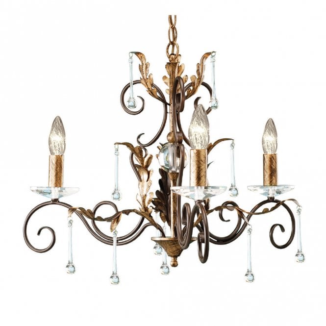 AMARILLI 3 light dual mount traditional chandelier in a bronze/gold