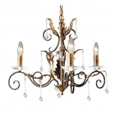 3 Light Dual Mount Traditional Chandelier Bronze