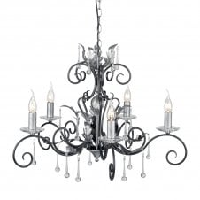 5 Light Traditional Chandelier In A Black/Silver