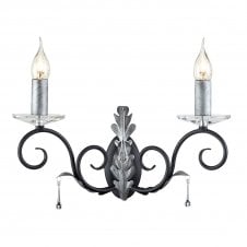 Double Traditional Candle Wall Light Black/Silver