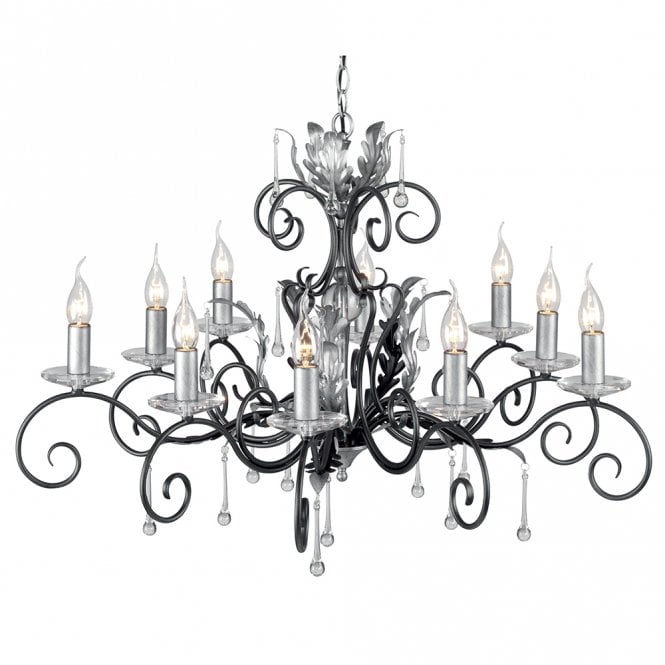 AMARILLI large 10 light traditional chandelier in a black/silver