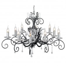 Large 10 Light Traditional Chandelier Black/Silver