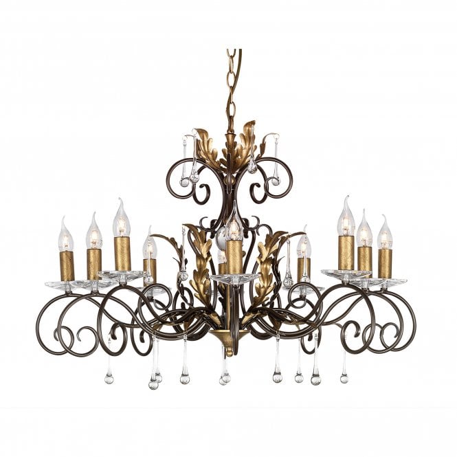 AMARILLI large 10 light traditional chandelier in a bronze/gold