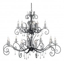 Large 15 Light Traditional Chandelier Black/Silver