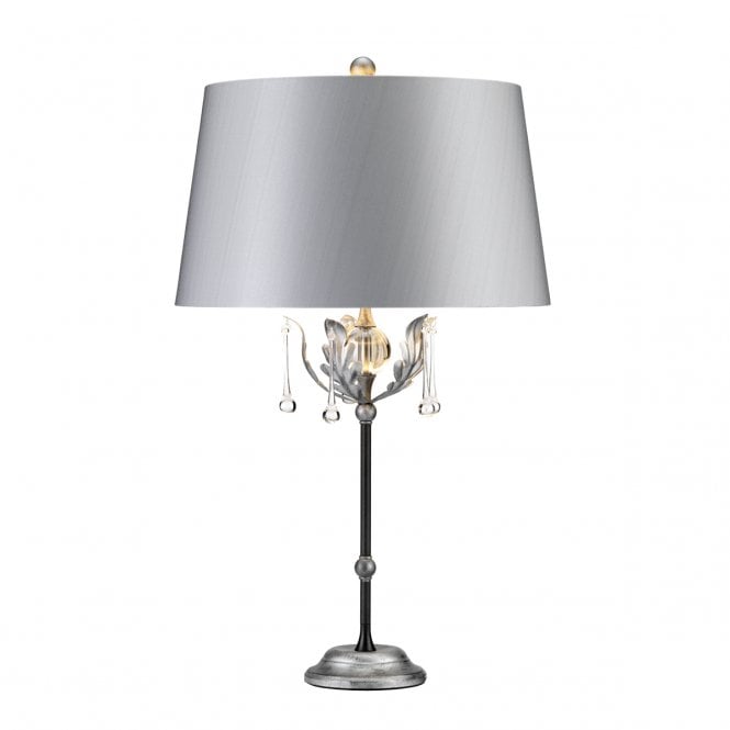 AMARILLI traditional table lamp with glass droplets in a black/silver finish