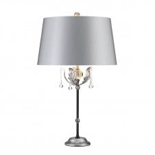 traditional Table Lamp Glass Droplets Black/Silver