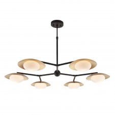 AMARYLLIS 6 Light Ceiling Pendant in Bronze and Gold with Opal Shades