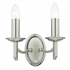 modern traditional satin chrome double wall light with pull cord