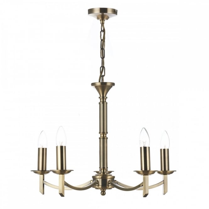 AMBASSADOR traditional antique brass 5 light ceiling light (dual mount)