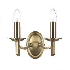 traditional antique brass double wall light