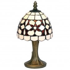 AMBER FLOWER Tiffany table Lamp in Aged Brass