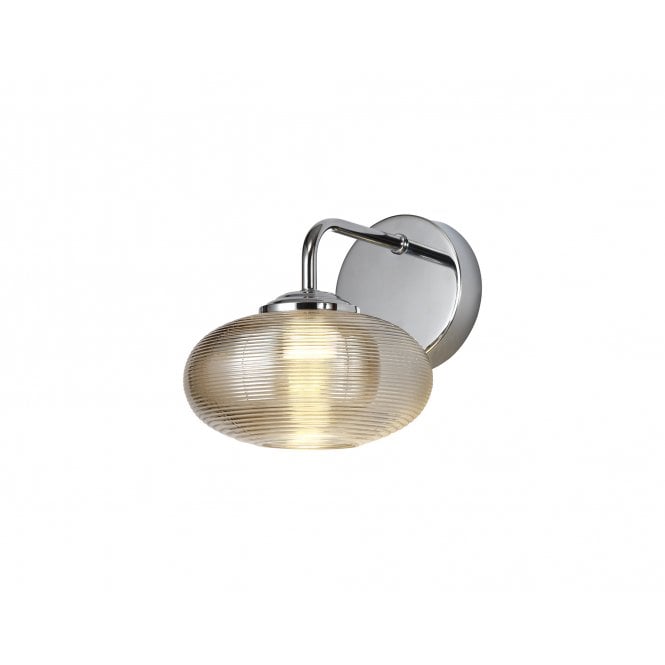 AMBIT Switched LED Wall Light 4000K Champagne Ribbed Glass and Polished Chrome with 3 year warranty