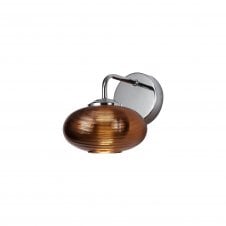 AMBIT Switched LED Wall Light 4000K Copper Ribbed Glass and Polished Chrome with 3 year warranty