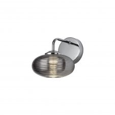 AMBIT Switched LED Wall Light 4000K Smoked Ribbed Glass and Polished Chrome with 3 year warranty