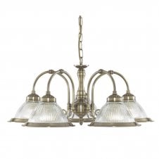 AMERICAN DINER antique brass 5 light ceiling pendant