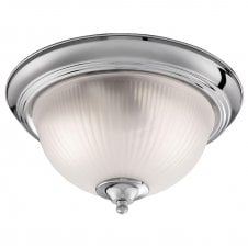 AMERICAN DINER flush bathroom satin silver & glass ceiling light