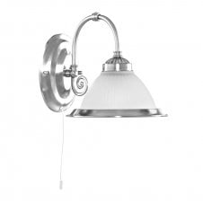 AMERICAN DINER satin silver & translucent opal glass wall light