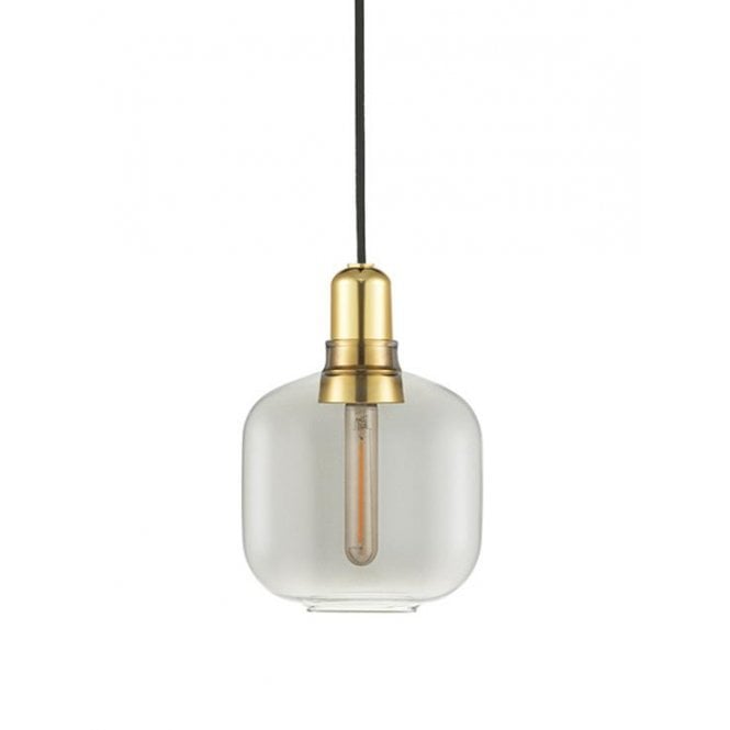 AMP small brass and smokey glass ceiling pendant light