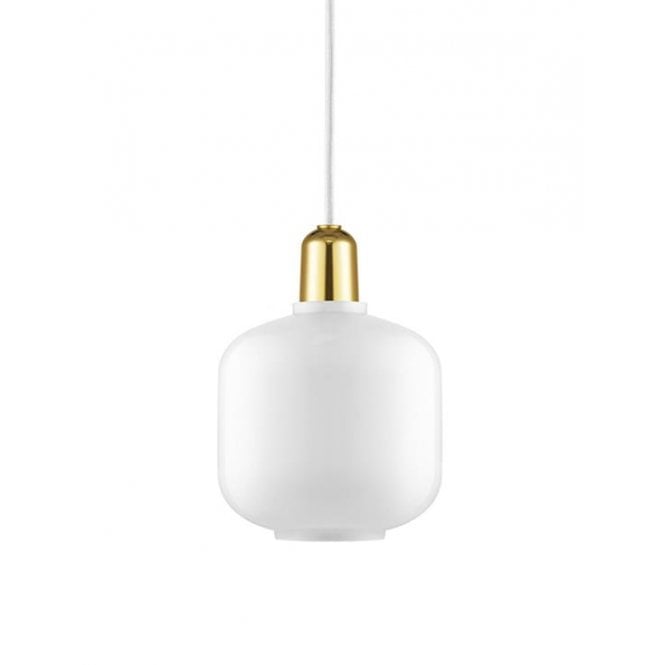 AMP small brass and white glass ceiling pendant light