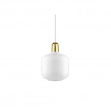 AMP small brass and white glass ceiling pendant light