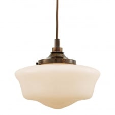 brass and opal glass bathroom pendant light
