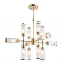 ANCILLARY 12 Light Ceiling Pendant in Satin Brass with Frosted Glass