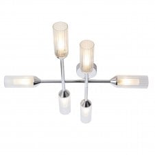 ANCILLARY 6 Light Flush Ceiling Light in Chrome with Frosted Glass IP44